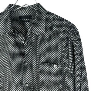 ALEXANDER MCQUEEN Men’s 52 Collared Button Down Long Sleeve Shirt Black Skulls